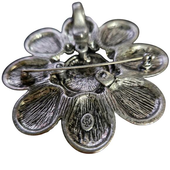 Premier Designs Vintage Flower Brooch Pendant Faux Turquoise, Boho Artsy Jewelry - Picture 6 of 7